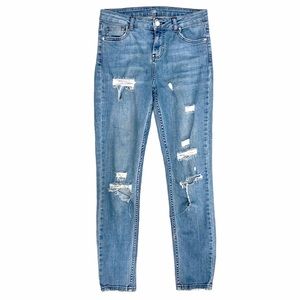 TOPSHOP MOTO Women’s light wash distressed denim jeans 26